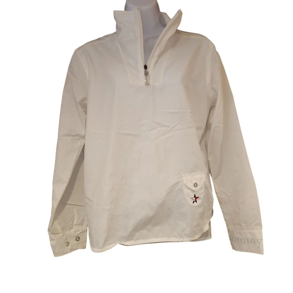 Vintage Tommy Jeans White‎ Reflective Partial Zip Windbreaker Sz S